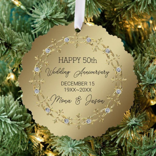 Gold Ornament With Diamonds Wedding Anniversary  (Insitu (Tree))