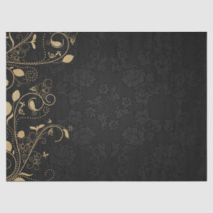 Gold Ornamental Black Decoupage Background Tissue Paper