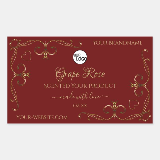 Gold Ornamental Corner Dark Red Product Label Logo (Front)