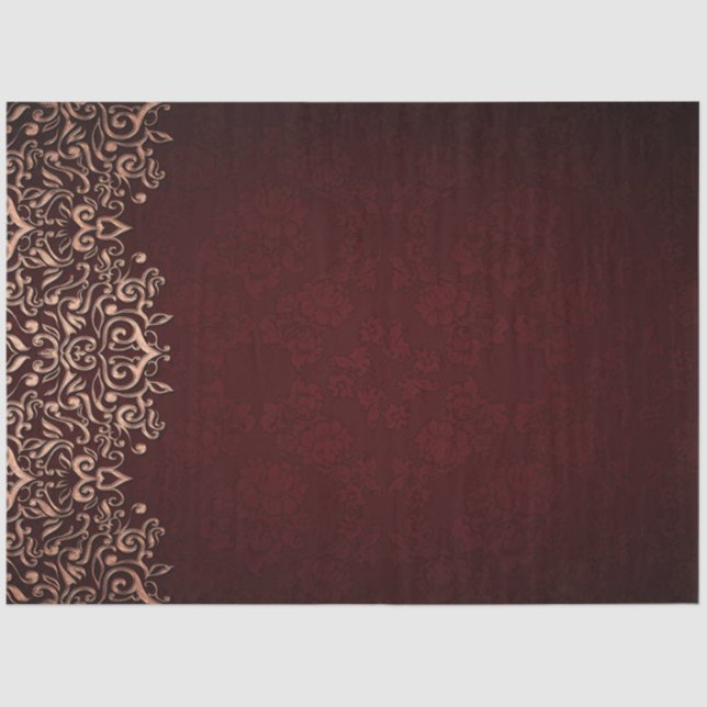 Gold Ornamental lace Burgundy Decoupage 20x30 Tissue Paper (Front)