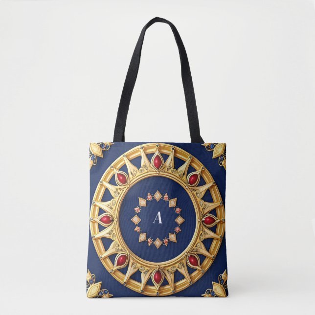Gold-Ornamented Circular Design Tote Bag (Front)