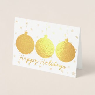 Gold Ornaments and Stars Christmas Card