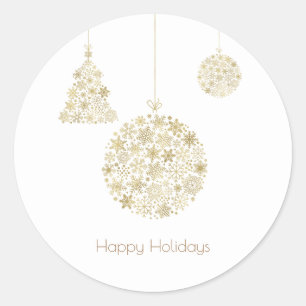 Gold Ornaments Christmas Holiday Party Favour Classic Round Sticker