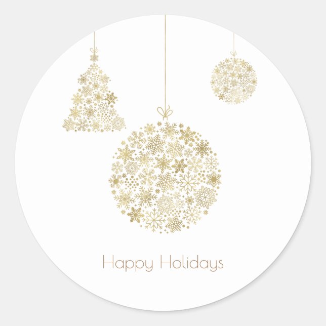 Gold Ornaments Christmas Holiday Party Favour Classic Round Sticker (Front)