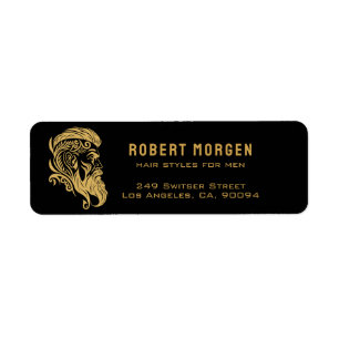 Gold ornaments haircut for men logo on Black