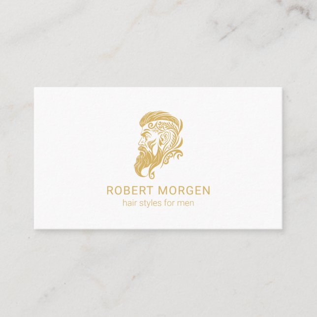 Gold ornaments haircut logo business card (Front)