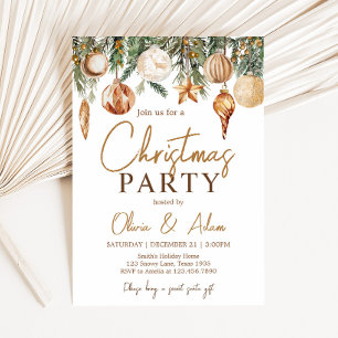 Gold Ornaments Holiday Christmas Party Invitation