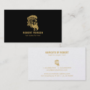 Gold ornaments man's haircut logo business card