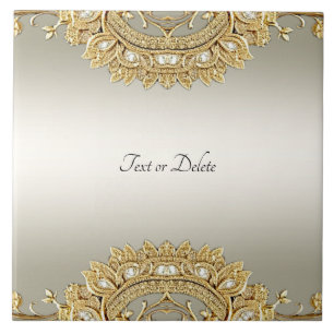 Gold Ornate Ceramic Tile