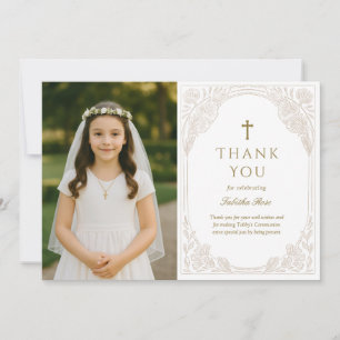Gold Ornate Communion Thank You Card
