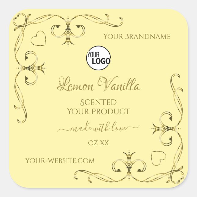 Gold Ornate Corners Cream Product Labels with Logo (Front)