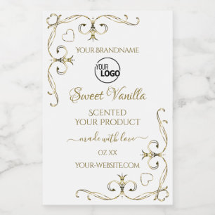 Gold Ornate Corners White Product Labels Add Logo