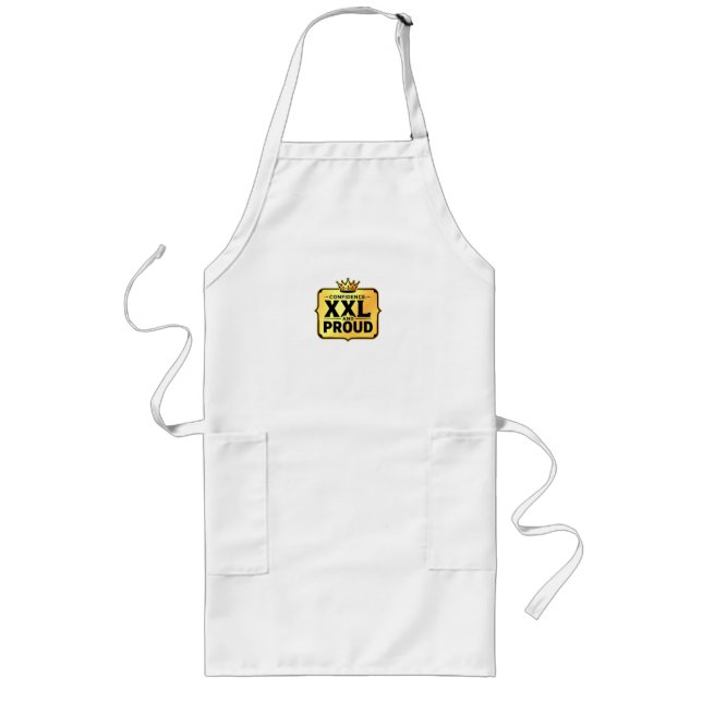 Gold Ornate Crown Badge with Bold Black "Confidenc Long Apron (Front)