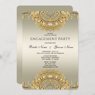 Gold Ornate Engagement Invitation
