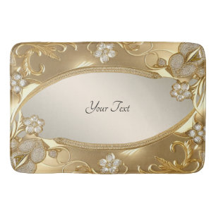 Gold Ornate Floral Bath Mat