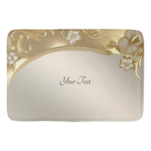 Gold Ornate Floral Bath Mat