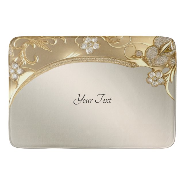 Gold Ornate Floral Bath Mat (Front)