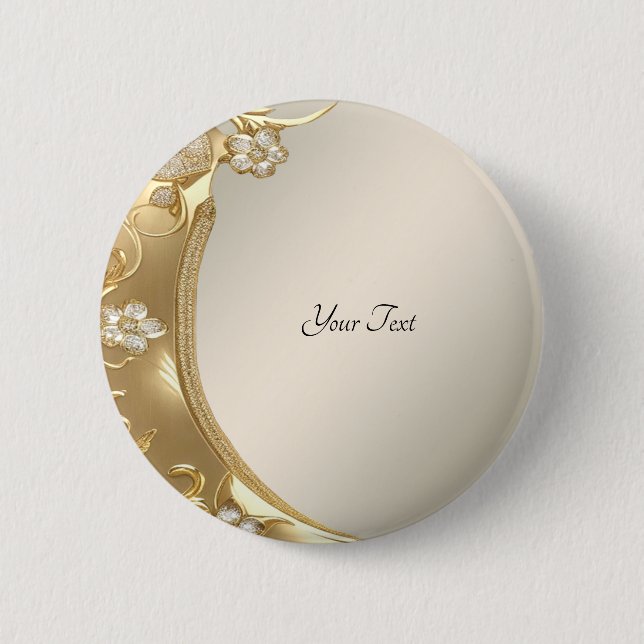 Gold Ornate Floral Button (Front)