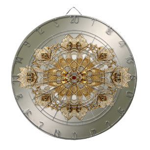 Gold Ornate Floral Dartboard