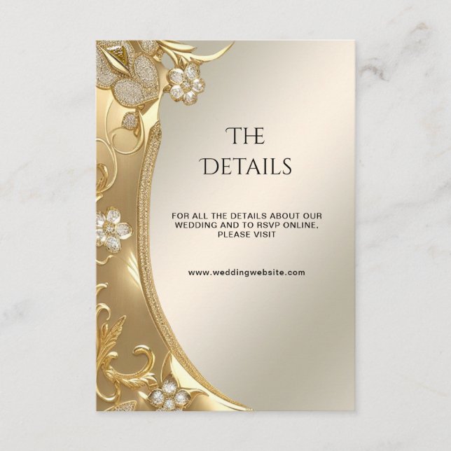 Gold Ornate Floral Detail Enclosure Card (Front)
