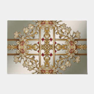 Gold Ornate Floral Doormat