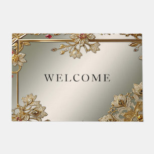 Gold Ornate Floral Doormat