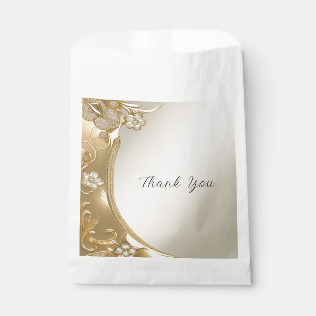 Gold Ornate Floral Favour Bag (Front)