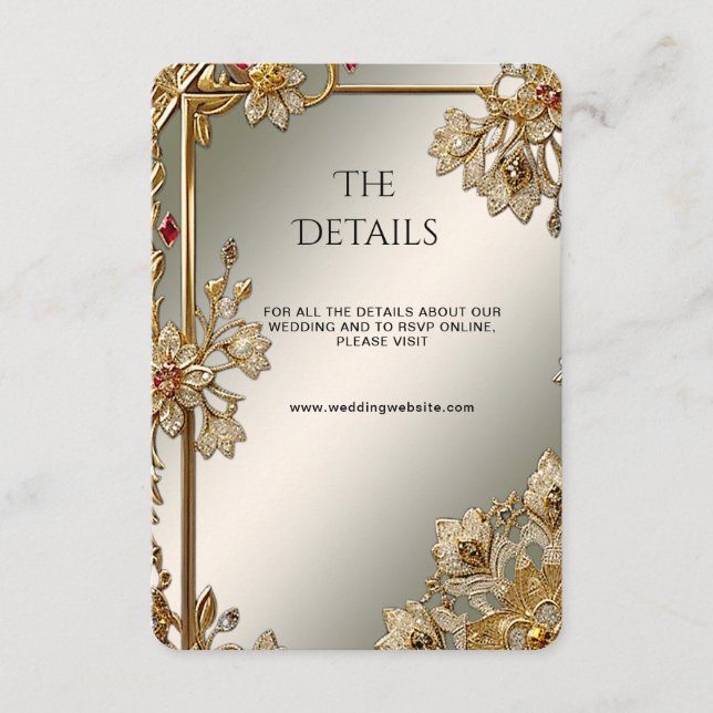 Gold Ornate Floral Frame Detail Enclosure Card (Front)