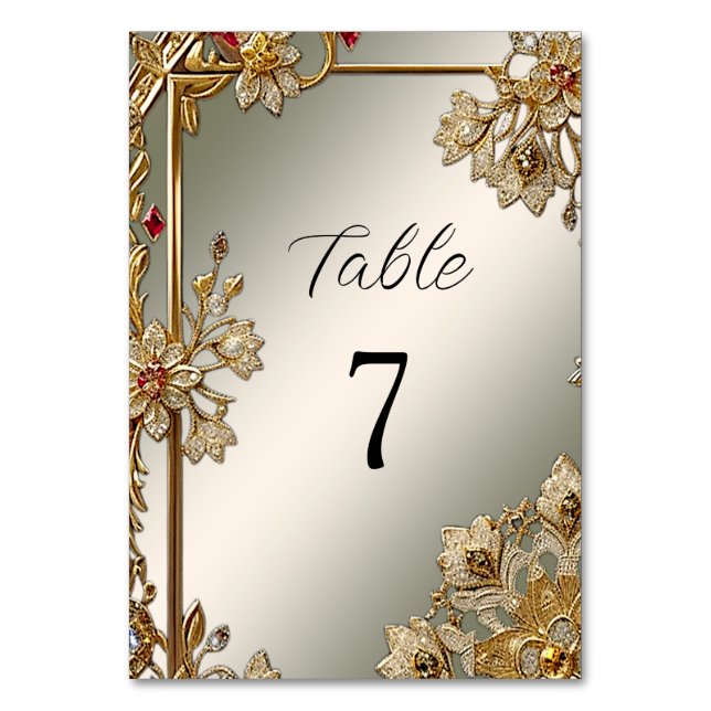 Gold Ornate Floral Frame Table Number (Front)