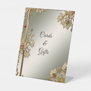 Gold Ornate Floral Frame Tabletop Signs