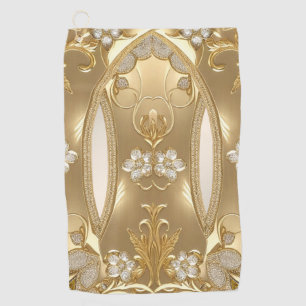 Gold Ornate Floral Golf Towel