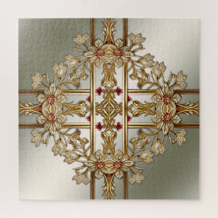 Gold Ornate Floral Jigsaw Puzzle