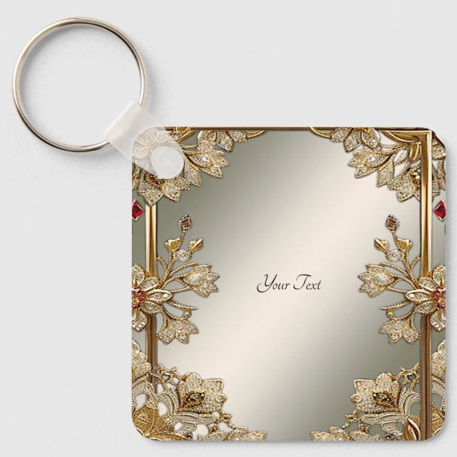Gold Ornate Floral Keychain (Front)
