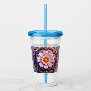 Gold Ornate Floral Medallion Design Acrylic Tumbler