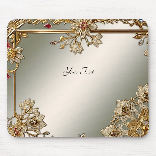 Gold Ornate Floral Mousepad (Front)