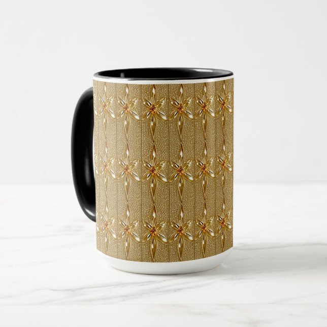 Gold Ornate Floral Mug (Front Left)