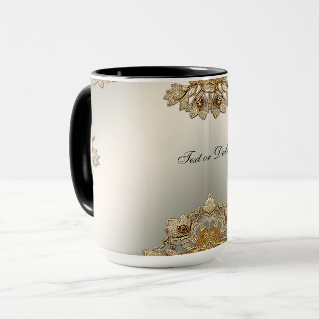 Gold Ornate Floral Mug (Front Left)