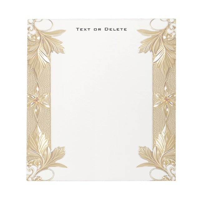 Gold Ornate Floral Notepad (Front)