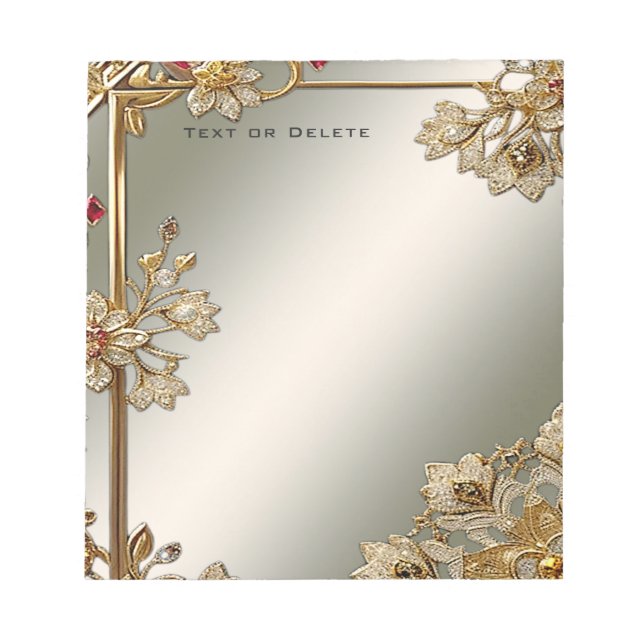 Gold Ornate Floral Notepad (Front)