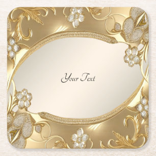 Gold Ornate Floral Paper Coaster