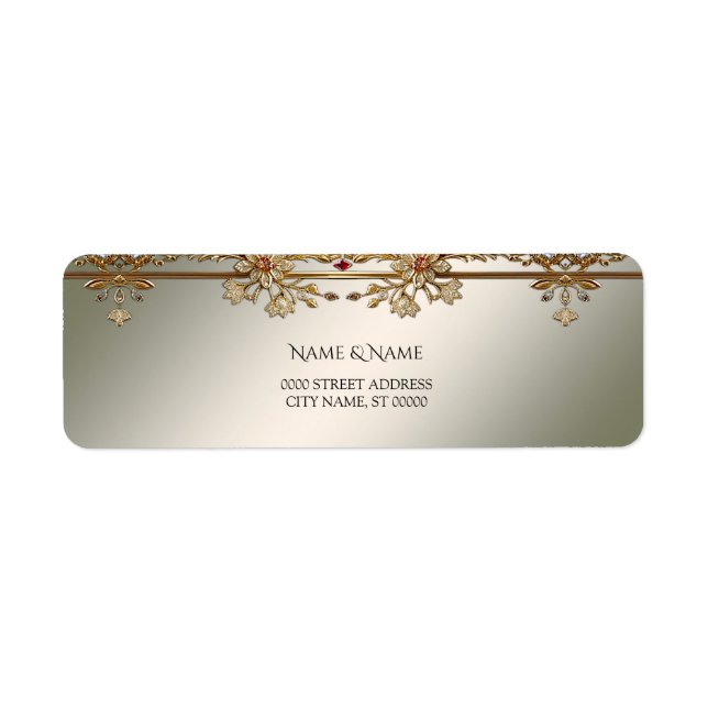 Gold Ornate Floral Return Address Label (Front)