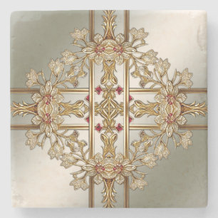 Gold Ornate Floral Stone Coaster