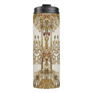 Gold Ornate Floral Thermal Tumbler