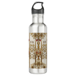 Gold Ornate Floral Water Bottle