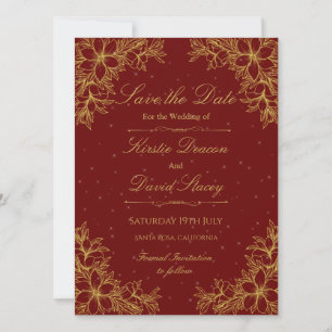 Gold Ornate Floral Wedding Invitation 