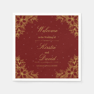 Gold Ornate Floral Wedding Napkin