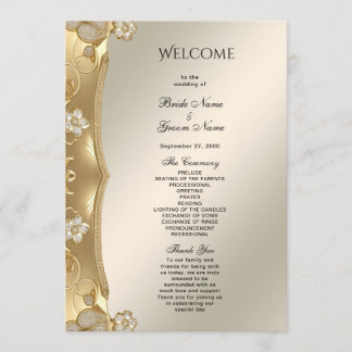 Gold Ornate Floral Wedding Program Programme