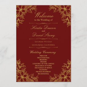 Gold Ornate Floral Wedding Programme
