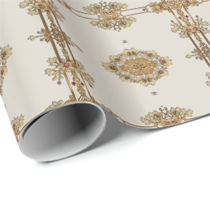 Gold Ornate Floral Wrapping Paper