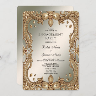 Gold Ornate Frame Engagement Invitation